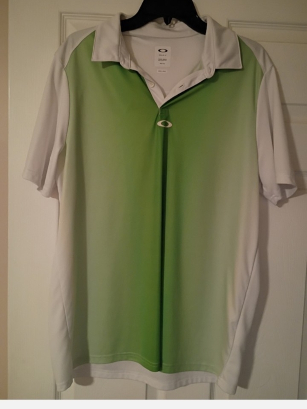 Oakley White and Green Golf Polo